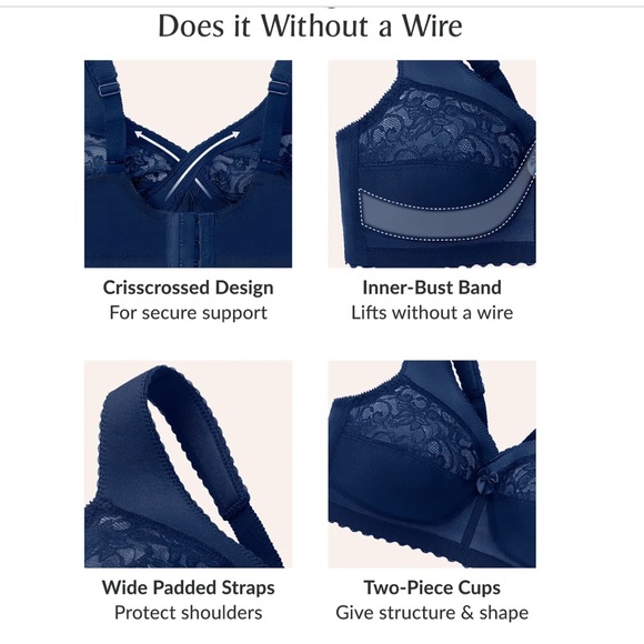 GLAMORISE magic lift support plus size full figure 46H maroon wireless bra NWOT - Picture 7 of 7